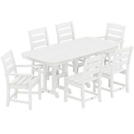 POLYWOOD Lakeside 7-Piece White Dining Set with Nautical Table 633PWS6241WH